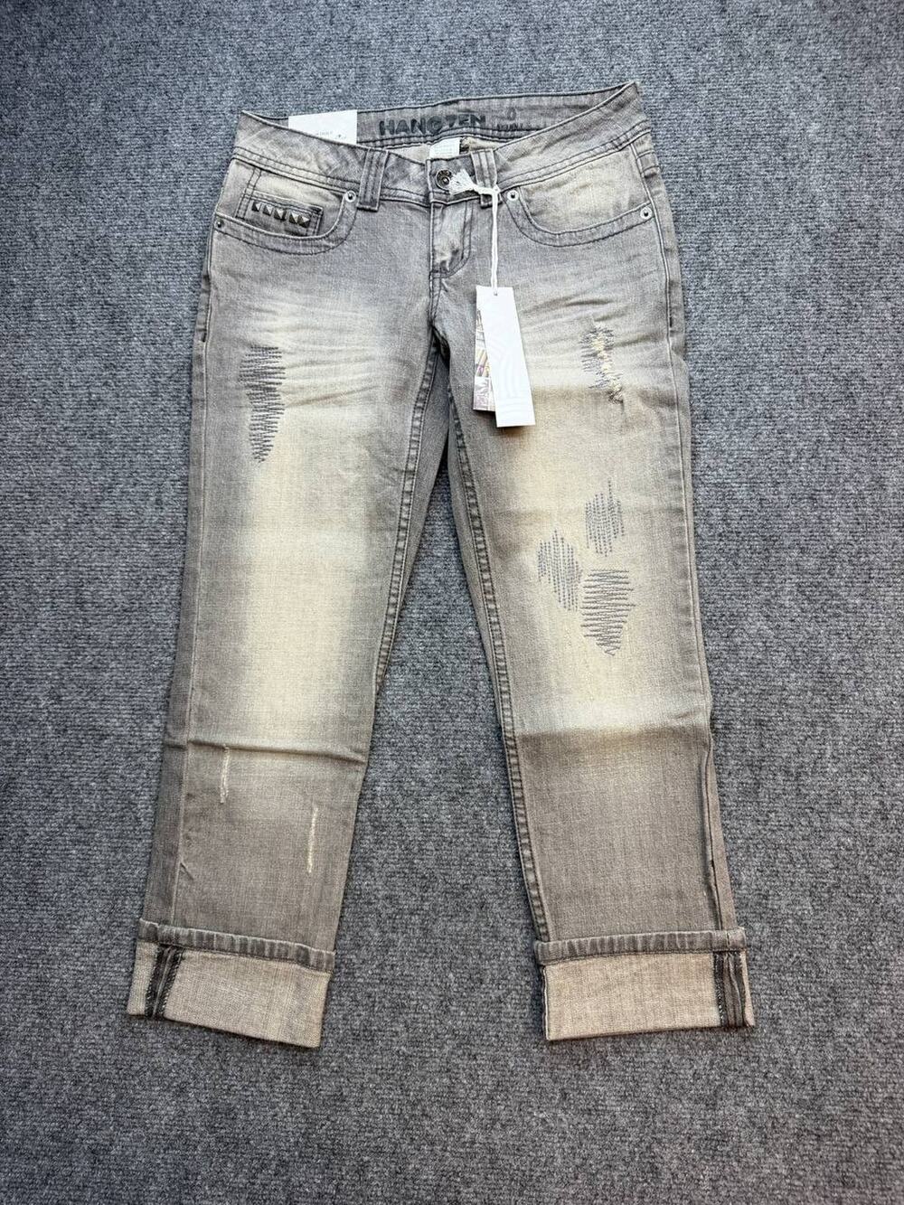 Hang Ten Women’s Distressed Skinny Capri Jeans Size 0 Gray Low Rise NWT
